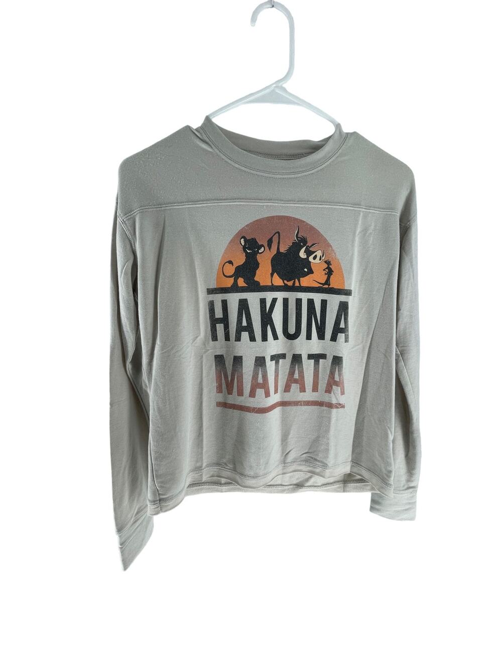Disney Cream Graphic Long Sleeve Hakuna Matata Lion King TShirt Women's Size XS